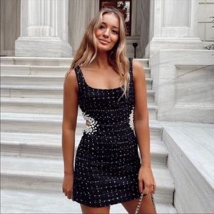 ZARA textured pearl embellished dress NWOT